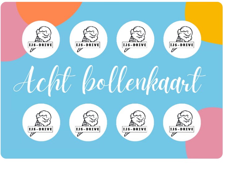 Bollenkaart van IJs-Drive in Mijnsheerenland Hoeksche Waard met korting bij 8 bollen ijs